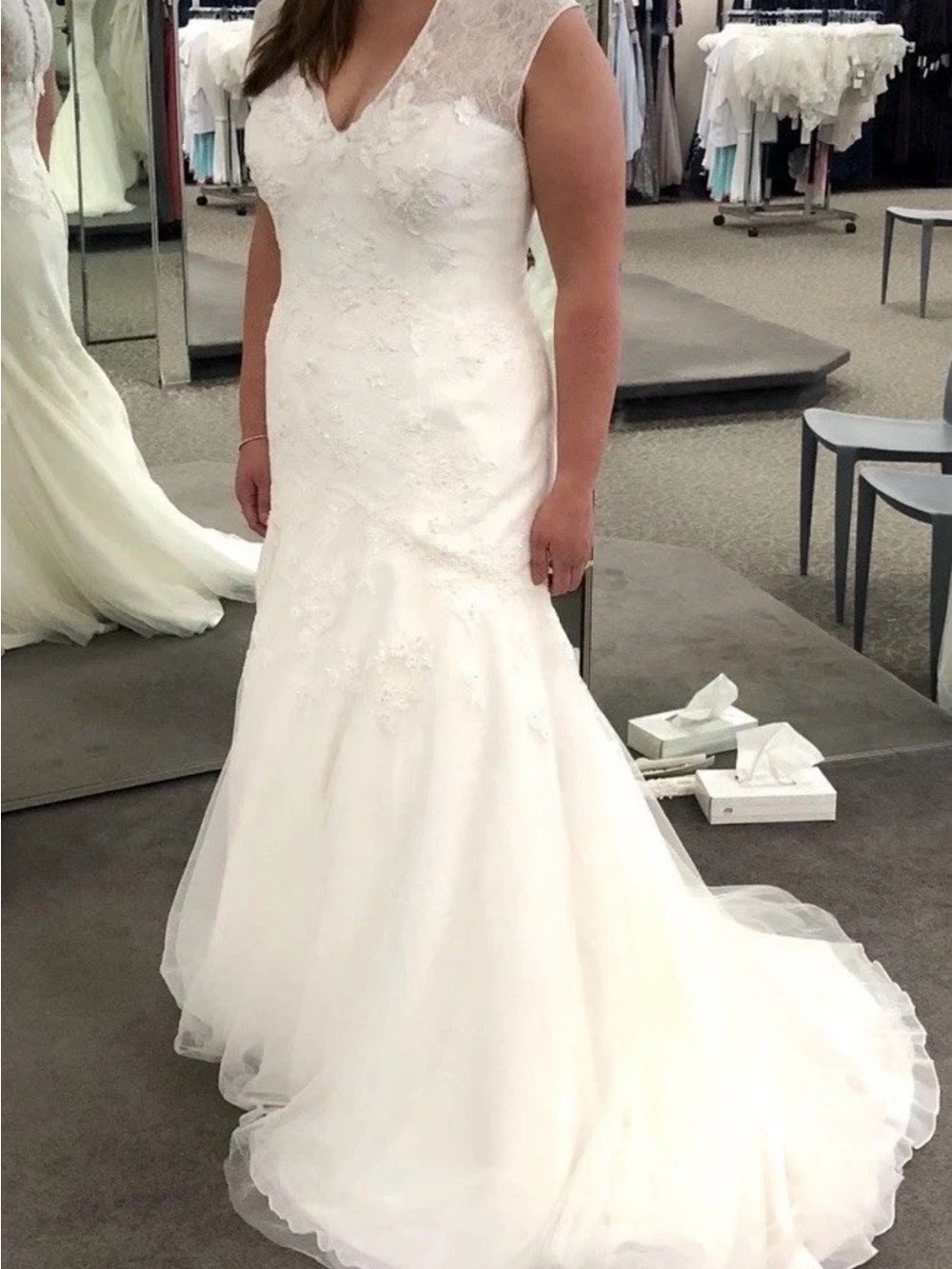 Melissa Sweet Ivory Lace-Accent Bridal Wedding Gown